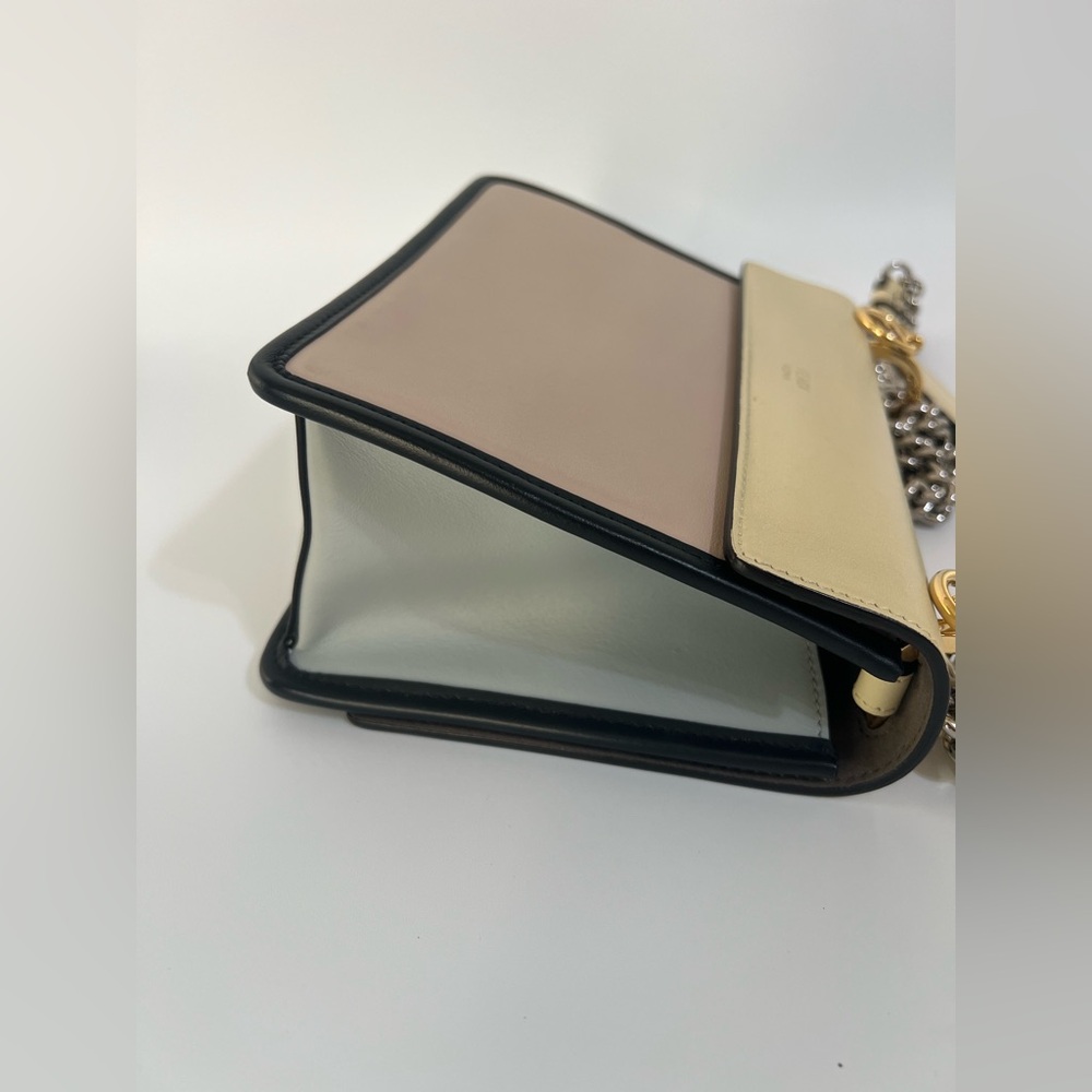 Fendi Kan Tri Color Yellow Beige Blue Chain Strap Authentic - Picture 6 of 16